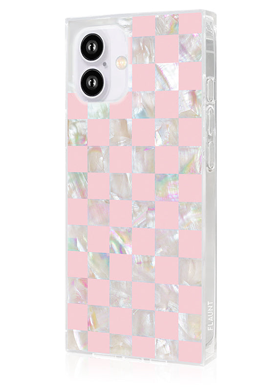 SQUARE® Pink Checkered Mother of Pearl iPhone Case