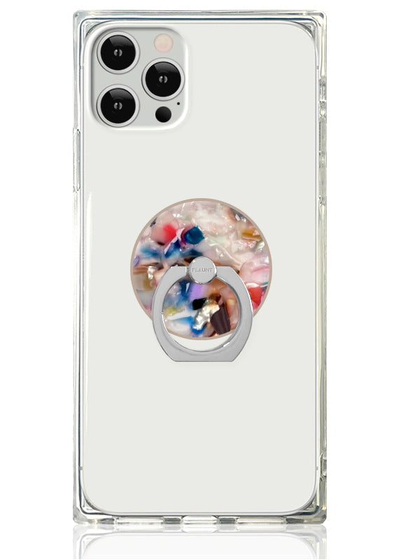 Rainbow Confetti Tortoise Shell Adhesive Phone Ring Stand